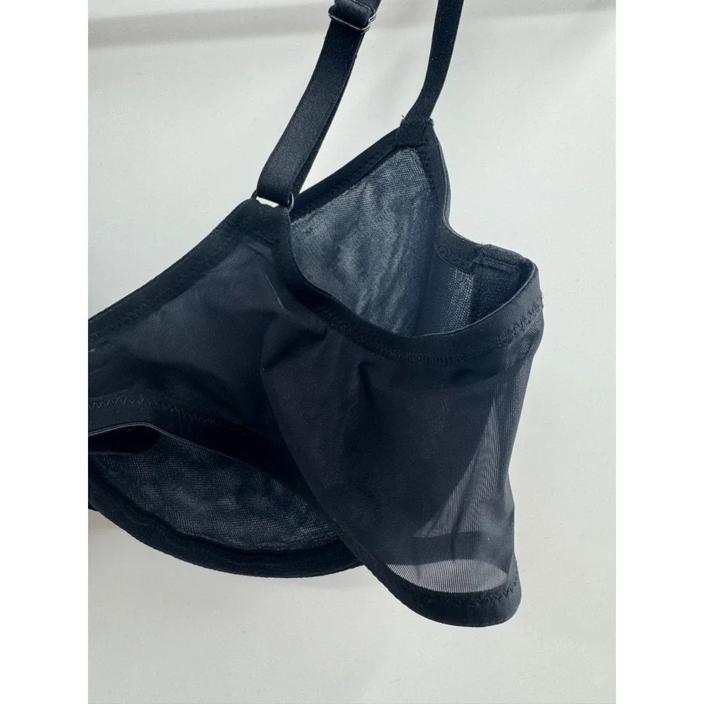 Savage X Fenty by Rihanna Nothin' But Net Plunge Bra Women 34C Black Unlined NWT